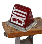original double-sided early 1940's american ruby red glass illuminated wall-mount commercial building exit light