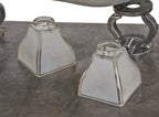 two matching early 20th century american mission or craftsman style frosted glass light fixture replacement shades