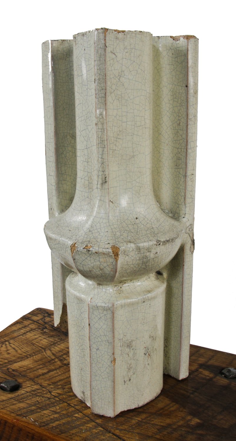 "wall-friendly" original american 19th century exterior cream-colored reliance building terra cotta fragment with rear cavity removed