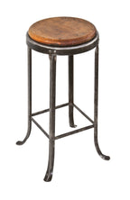 "ot-steel" american industrial angled and riveted joint heavy gauge steel single machinist stool with flared legs