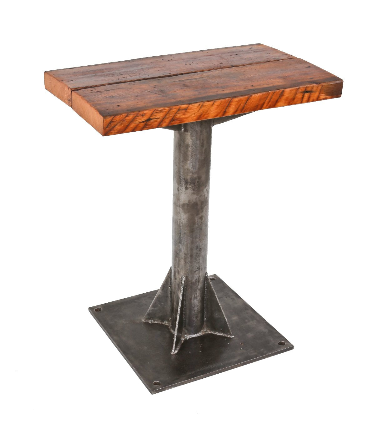 custom-built original american industrial welded joint factory machine base with newly added pine wood top