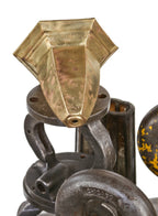 fanciful dome-shaped early 20th century antique american refinished yellow brass interior light fixture ceiling canopy
