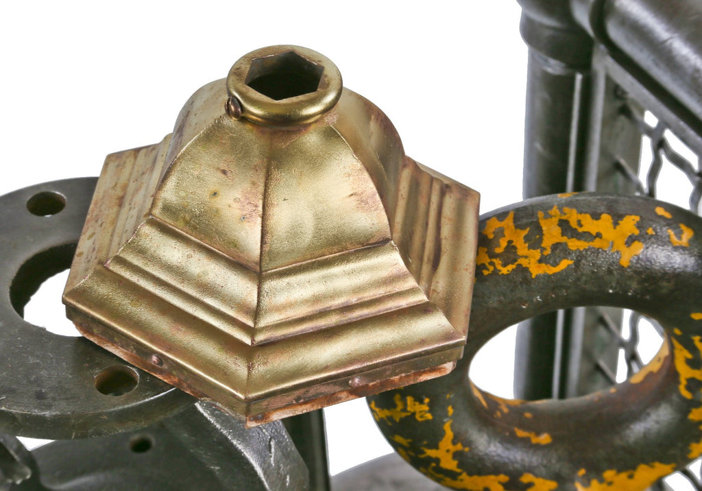 single refinished multifaceted wrought yellow brass interior commercial building ceiling fixture canopy or "cap"