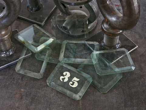small assortment of late 19th or early 20th century heavy plate glass chicago athletic club building mailbox door beveled edge insets