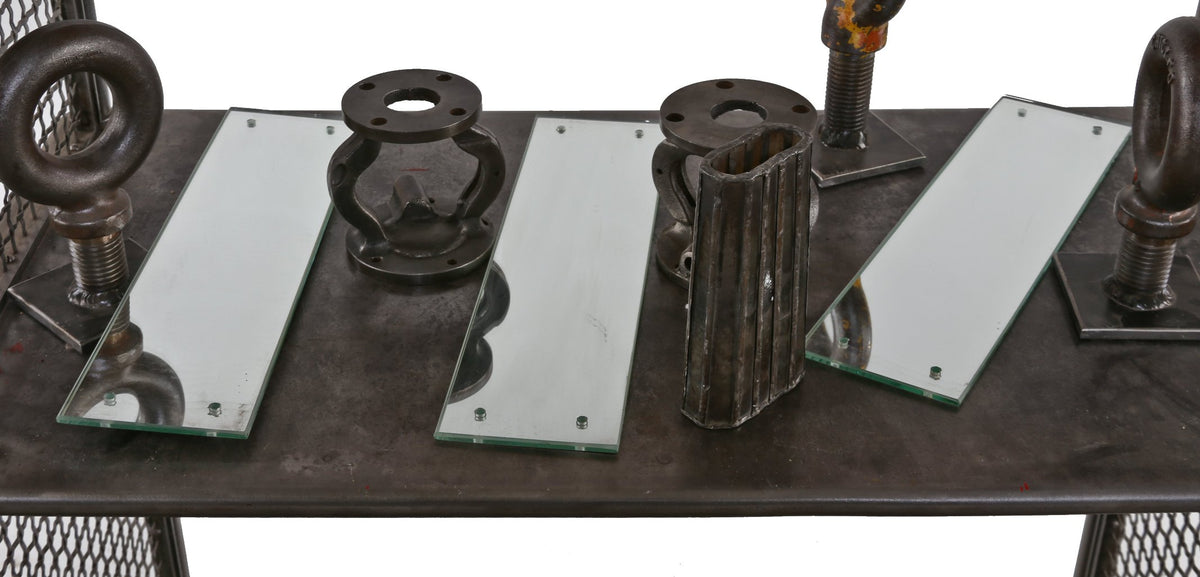 three matching "new old stock" late 1930's american oversized chicago athletic club building mirrored swinging door push plates