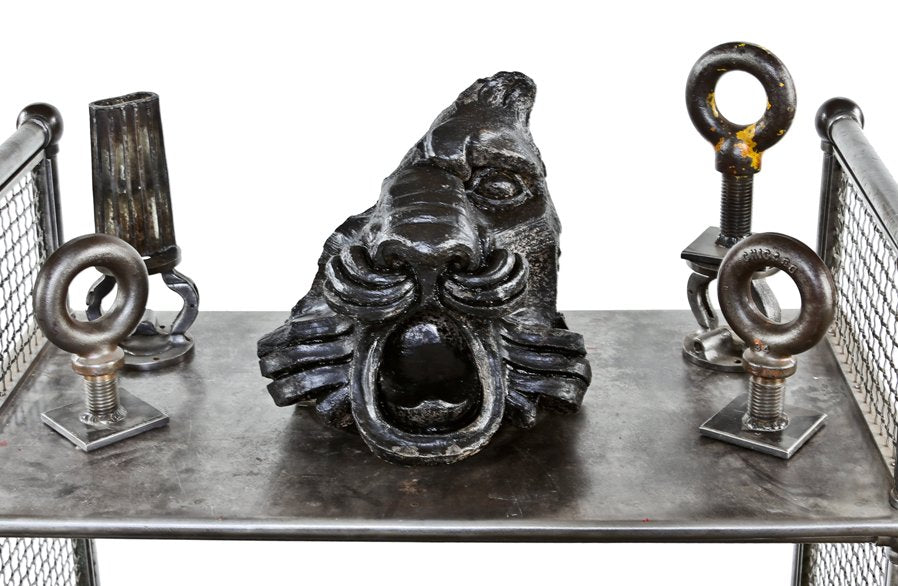 very unique and unusual oversized c. 1907 michael reese hospital exterior terra cotta figural lion head fragment with speckled glaze finish