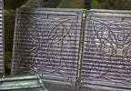 frank lloyd wright designed original exterior "sun-purple" prism glass transom tiles with "geometric flower" design motif