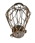 early 20th century lightly cleaned american industrial single incandescent lamp "flexco-lok" expanded metal cage or guard