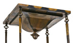 c. 1910-15 well-maintained antique american arts & crafts oxidized brass folded and pressed wrought brass 4-arm ceiling fixture