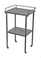 lightweight c. 1940's american vintage medical two tier pressed and folded steel hospital supply cart with tubular metal legs