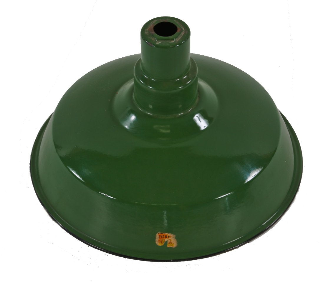 c. 1930's original american industrial green porcelain enameled cold-rolled steel factory pendant light replacement reflector or shade
