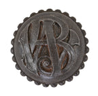 single 19th century original antique american ornamental cast iron wainwright building monogrammed office doorknob with beaded border