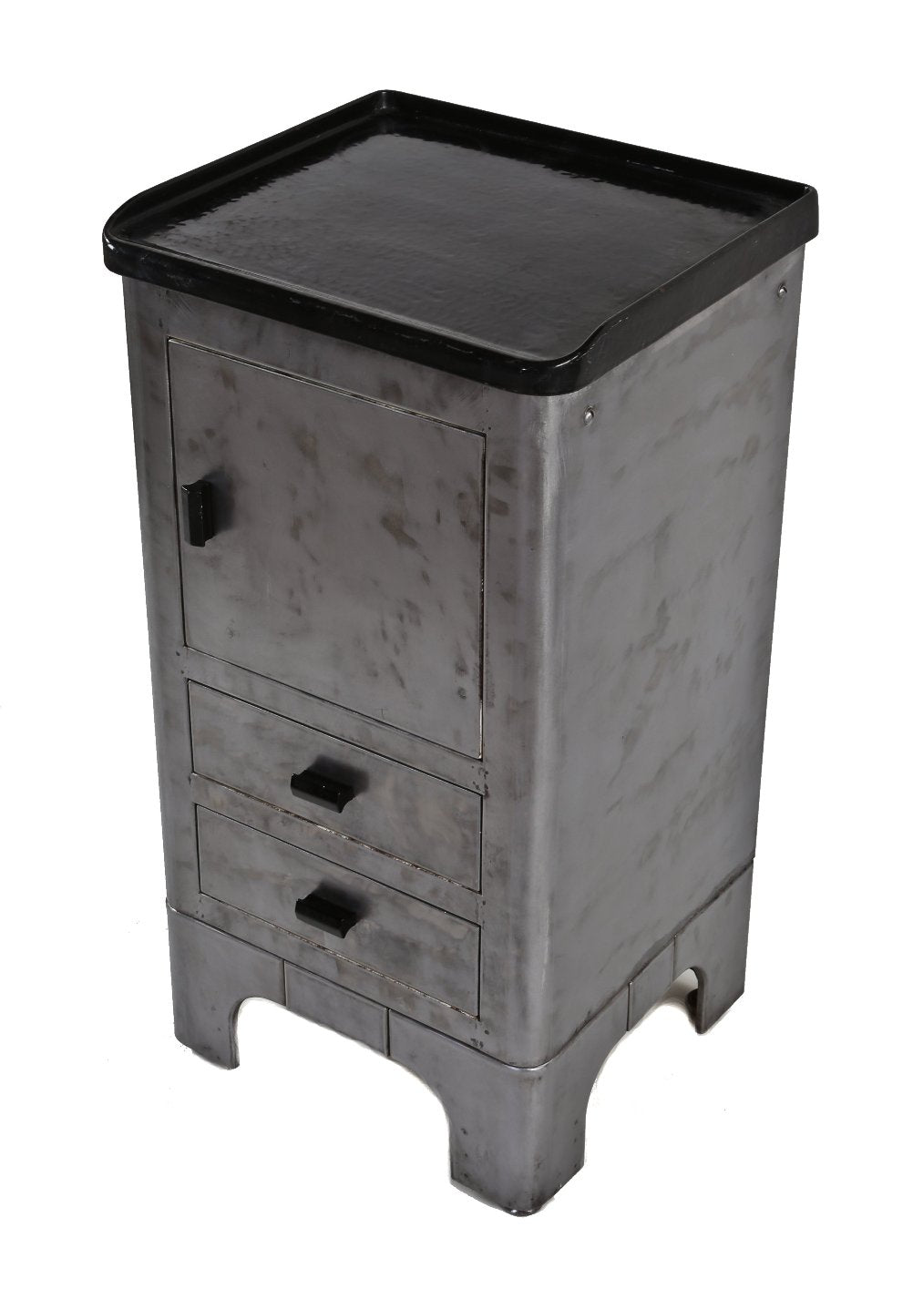 refinished c. 1930's american antique medical cold-rolled steel compartmentalized hospital operating room cabinet