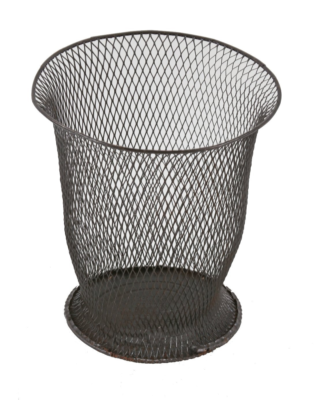 original oversized early 20th century antique american "nemco" expanded metal mesh factory office trash or garbage can