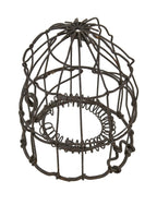 hard to find early 20th century american industrial galvanized steel "protector a" incandescent light bulb guard with spring cushion