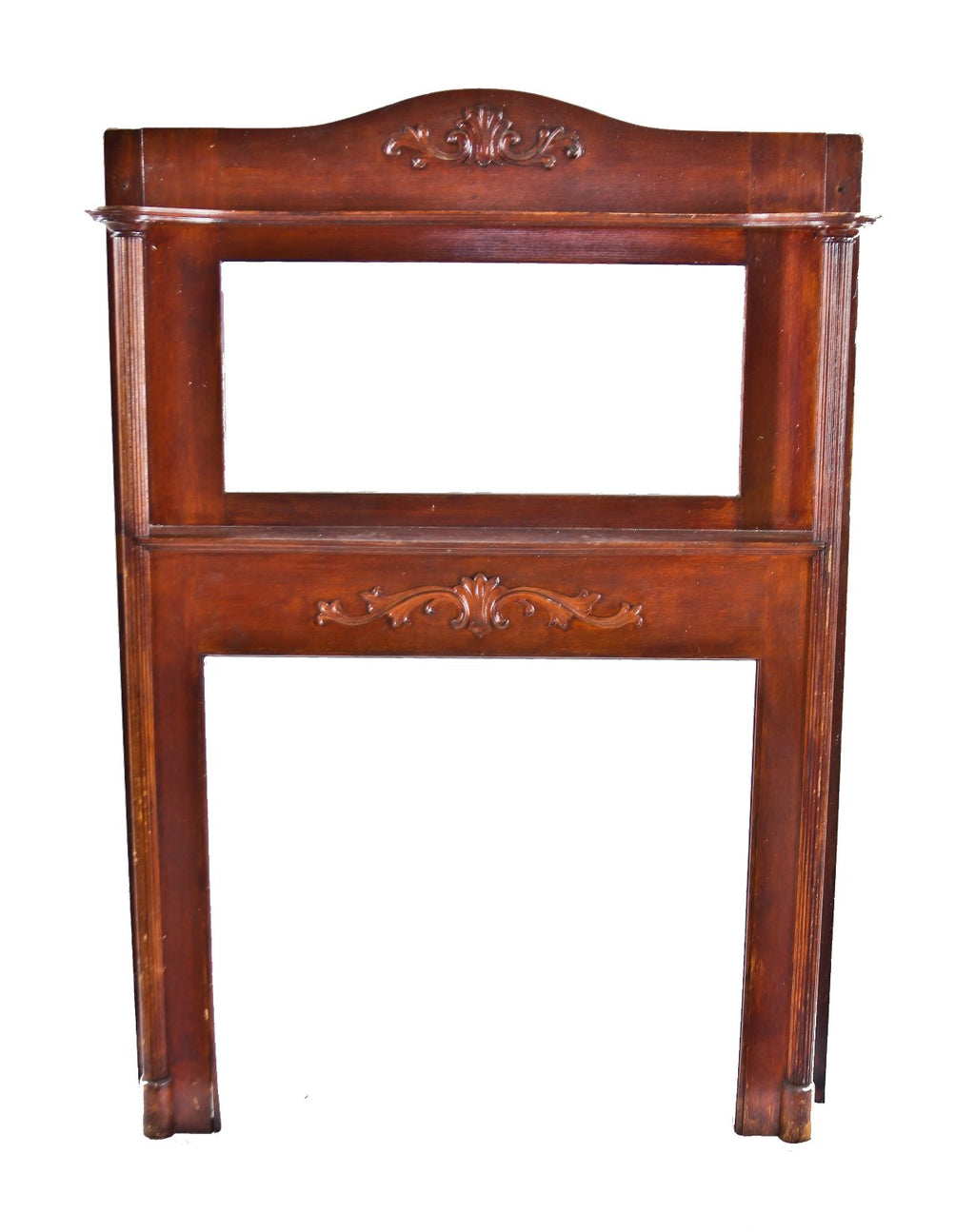 original antique american victorian era c. 1900-09 solid varnished oak wood interior residential full mantel with fluted columns