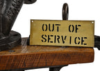 c. 1940's american industrial single-sided "out of service" hospital power plant valve status hanging sign