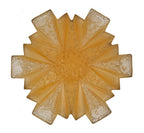 highly sought after american depression era art deco style "modernizer" pressed amber glass drop shade with abundant floral motifs