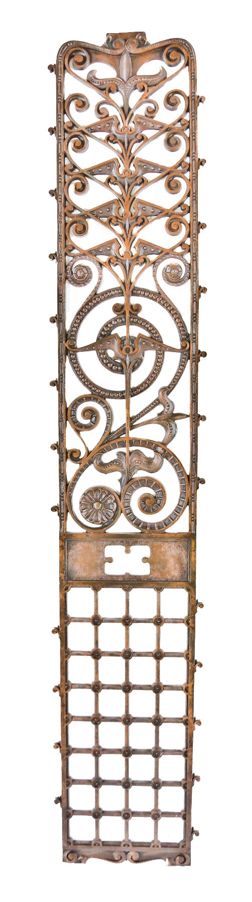 original 19th century antique american museum-quality william lebaron jenney-designed manhattan building cast iron elevator grille