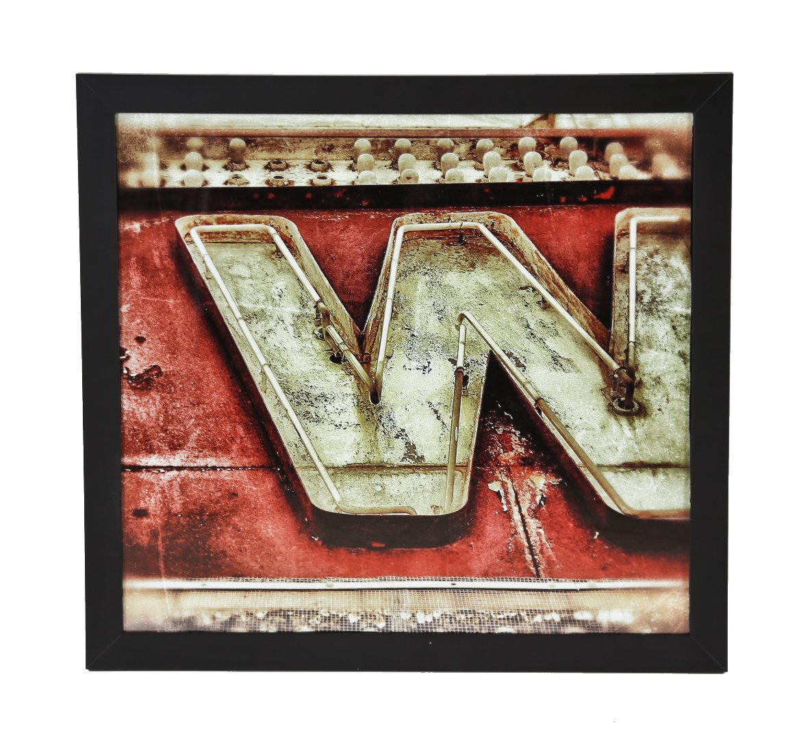 limited edition large format digital print entitled "uptown theater" with black enameled custom-built wood frame with clear plate glass