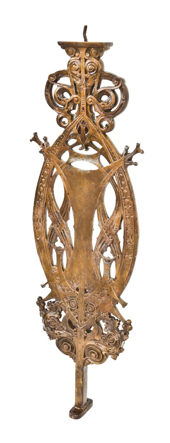 late 1890's historically important original copper-plated ornamental cast iron interior louis sullivan-designed guaranty building staircase baluster