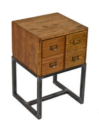 repurposed vintage american industrial hamilton multi-drawer library card cabinet with newly added custom-built tubular steel base