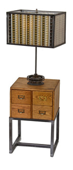 repurposed vintage american industrial hamilton multi-drawer library card cabinet with newly added custom-built tubular steel base
