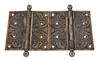 original c. 1890's matching ornamental cast iron interior residential cast iron loose pine door hinges with ball finials