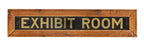 original c. 1920's american single-sided reverse painted glass chicago field museum of natural history "exhibition room" sign with oak wood frame