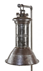 very rare original early 20th century antique american industrial oversized early electric incandescent rolled iron factory pendant light with intact sectional silver-plated mirror reflectors