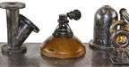 highly sought-after oversized early 20th century american industrial "corona" curtis x-ray floodlight with intact "golden armor" finish and black enameled steel bracket