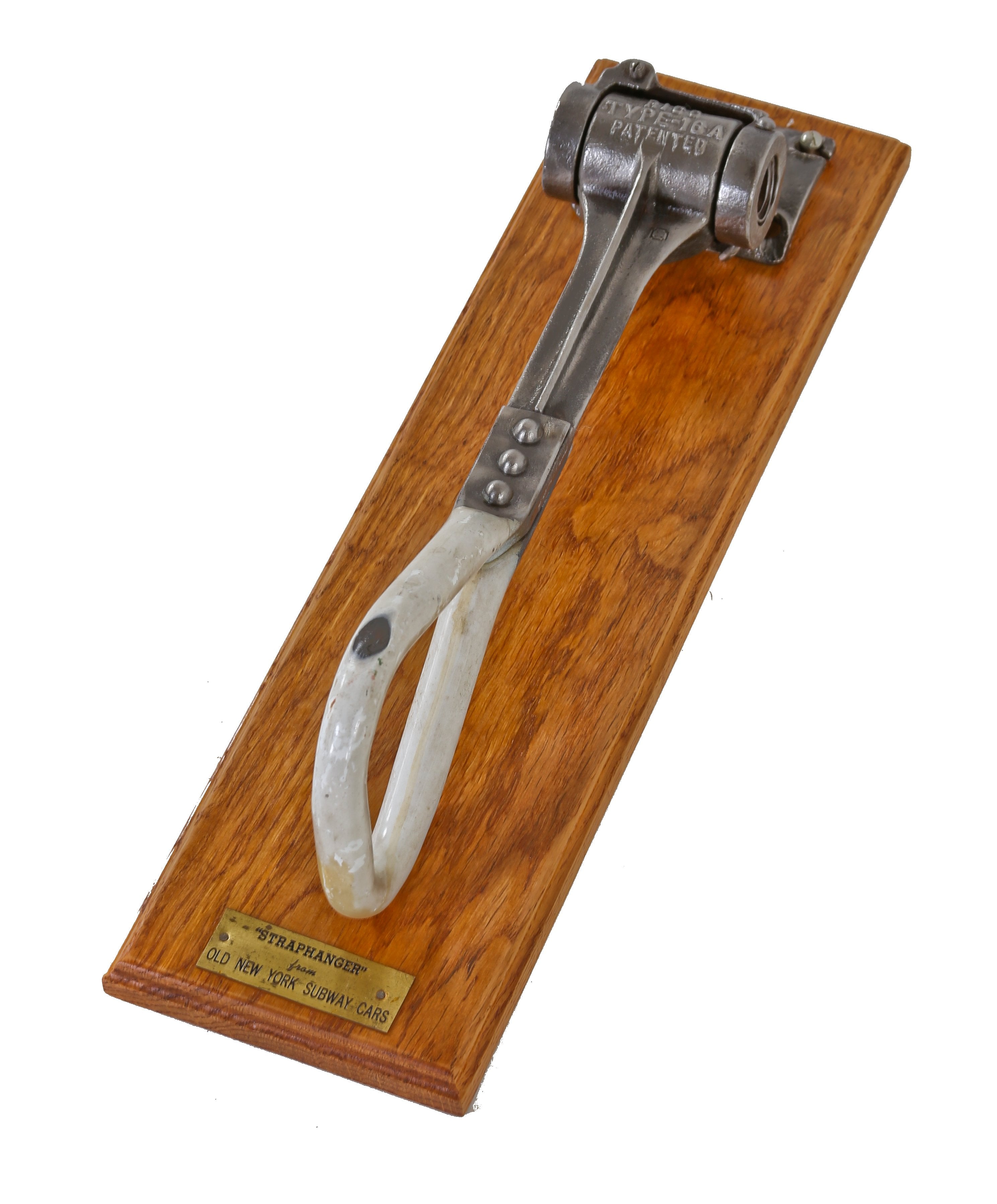 c. 1930's antique american industrial depression era new york city subway cast iron and porcelain standing passenger "straphanger" or pivoting grab handle