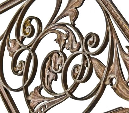 rare museum-quality original 19th century winslow brothers ornamental cast iron minneapolis public library staircase baluster with flanking stanchions