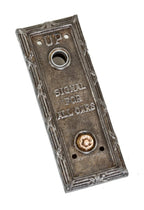 original early 20th century ornamental cast iron chicago commercial building "signal for all cars" elevator button push plate