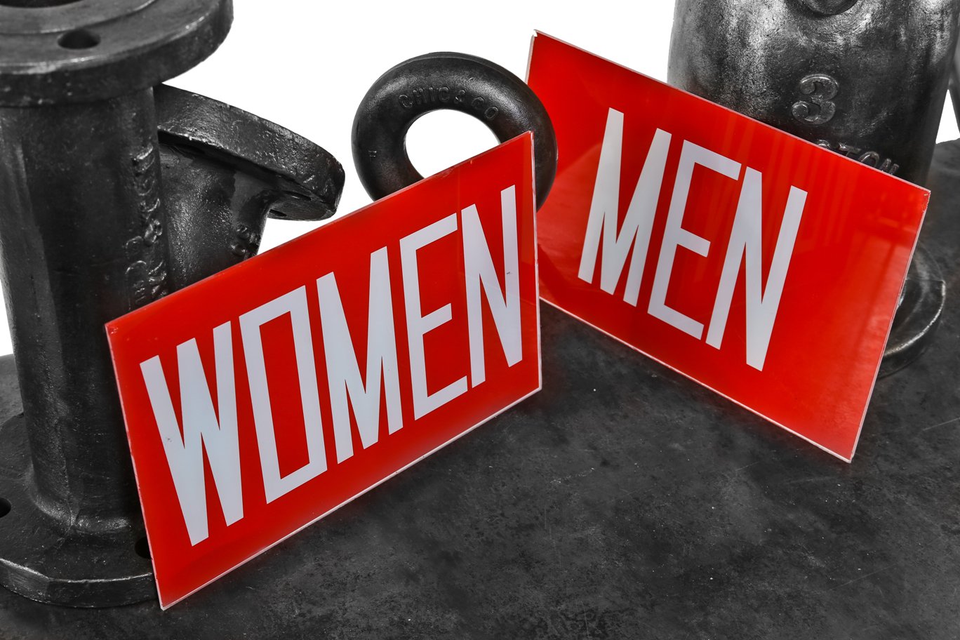 c. 1950's single-sided brightly colored american movie theater "new old stock" restroom illuminated glass sign panel