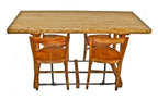very unusual refinished american industrial c. 1930's factory lunchroom maple wood table with integrated pull-out chairs