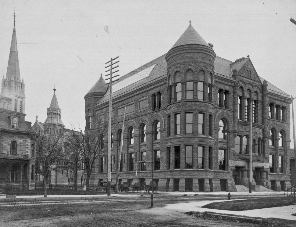 rare museum-quality original 19th century winslow brothers ornamental cast iron minneapolis public library staircase baluster with flanking stanchions