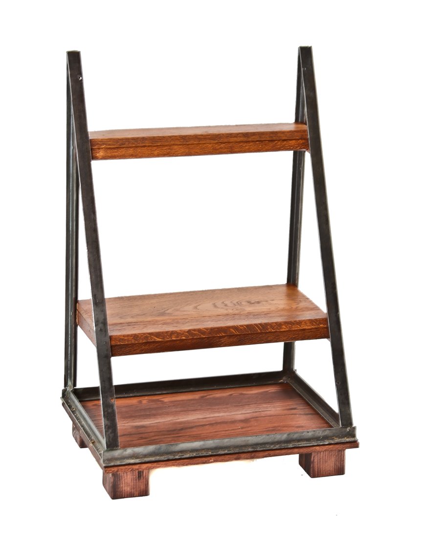 c. 1930's american chicago storefront sidewalk signicade repurposed into a stationary bookshelf with four-legged base