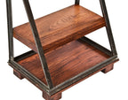 c. 1930's american chicago storefront sidewalk signicade repurposed into a stationary bookshelf with four-legged base