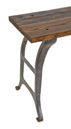 c. 1930's american industrial repurposed addressograph machine base console or side table with newly added old pine wood top