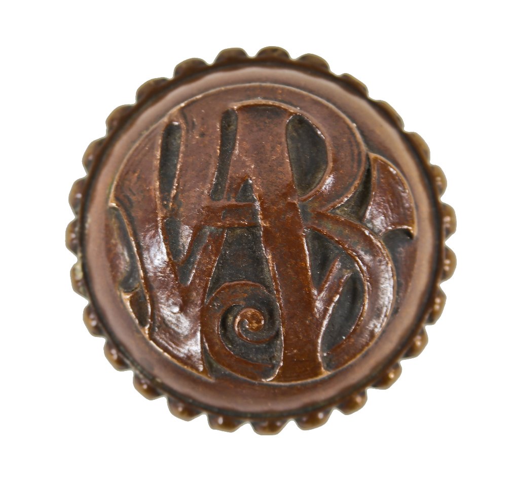 louis h. sullivan-designed wainwright commercial office or entry door cast bronze monogrammed doorknob with beaded border