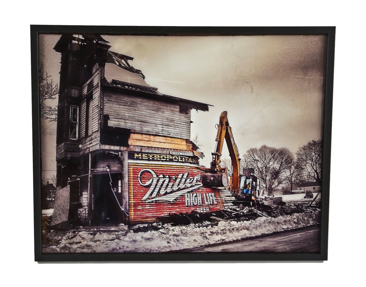 limited edition large format digital print entitled "wreck" with black enameled custom-built wood frame with clear plate glass