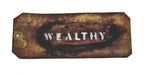 original early 20th century antique american thin wrought brass "wealthy" stencil letter template plate with age appropriate wear