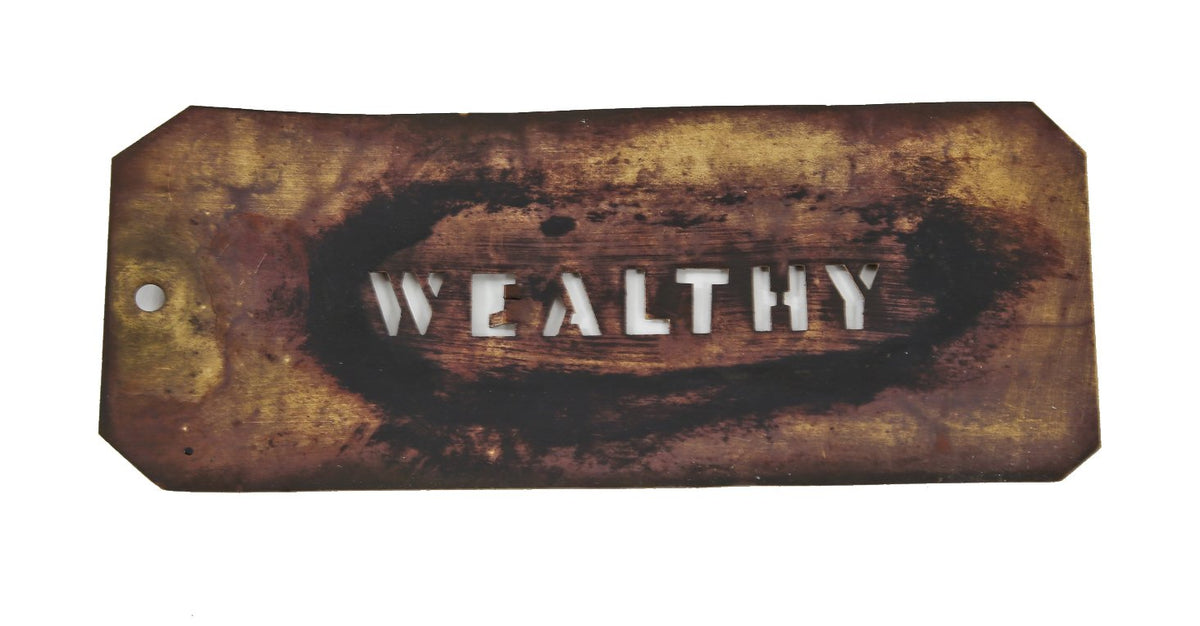 original early 20th century antique american thin wrought brass "wealthy" stencil letter template plate with age appropriate wear