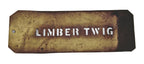 original american industrial single-sided "limber twig" apple brand wrought brass metal stencil template from a chicago sign shop