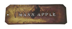 early 20th century single-sided wrought yellow brass "mann apple" stencil letter template with nicely aged surface patina