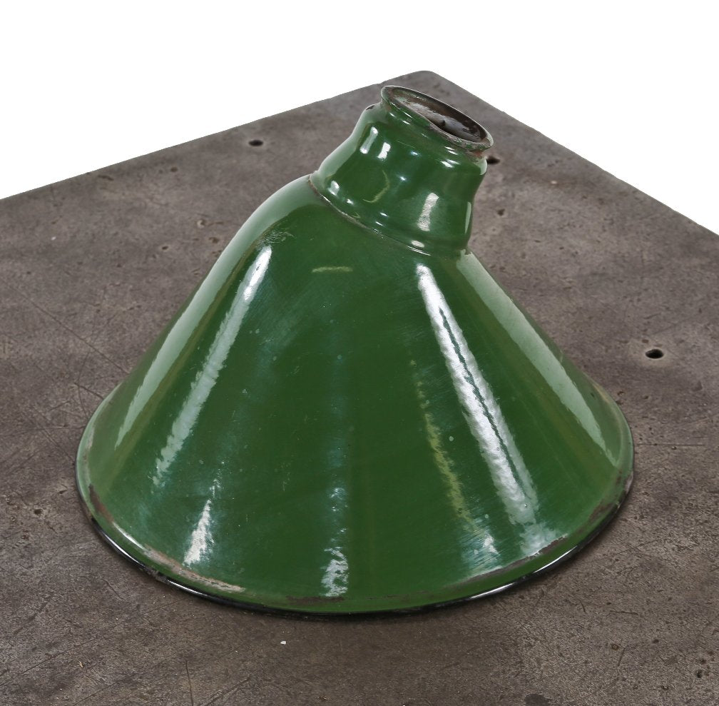 green porcelain enameled american industrial cold-rolled steel angled replacement shade or reflector with rolled rim