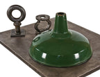 c. 1930's original oversized clean single green porcelain enameled cold-rolled steel replacement factory pendant reflector