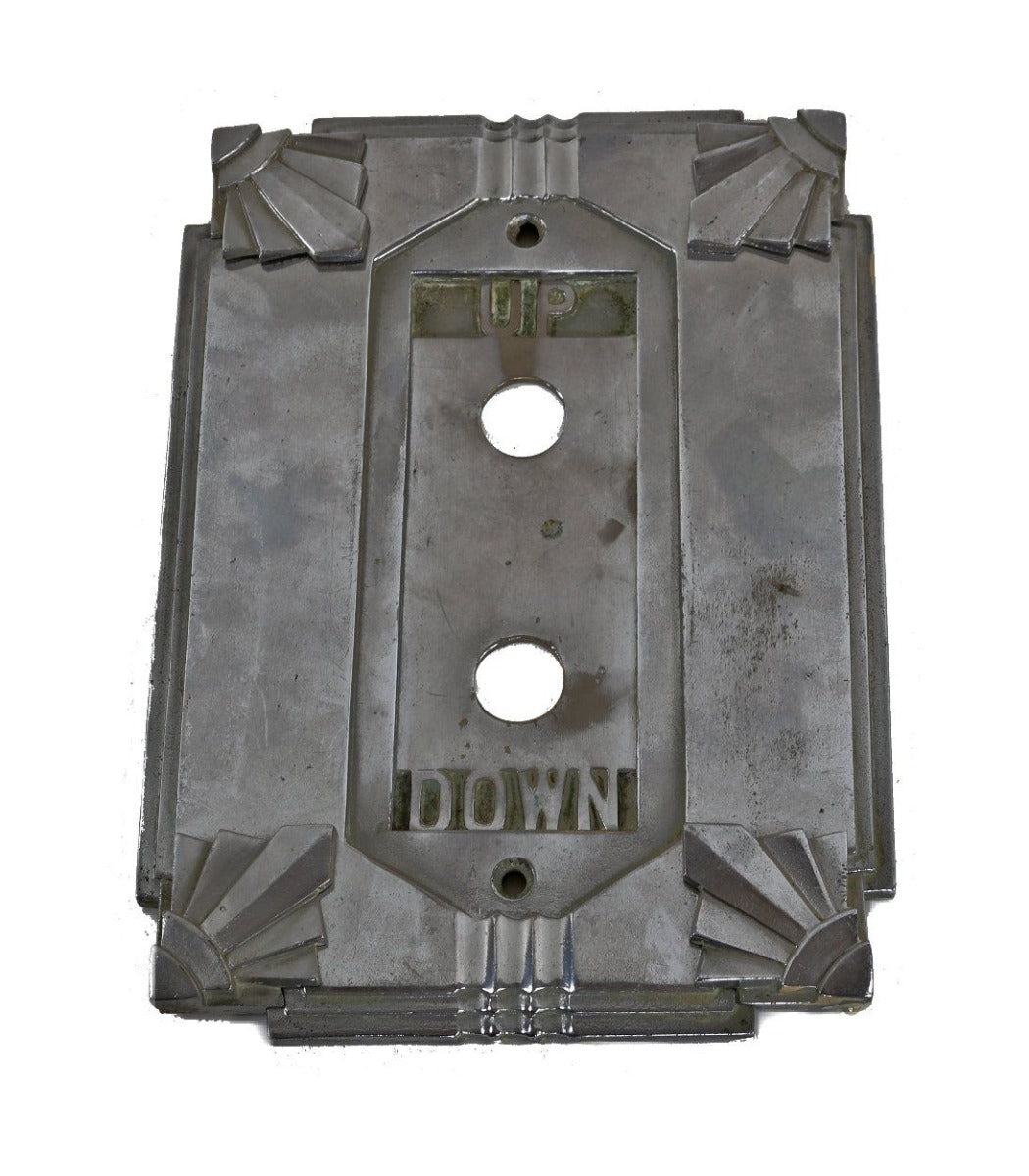 stunning historically important american art deco style ornamental nickel-plated cast bronze general electric building lobby elevator call button plaque