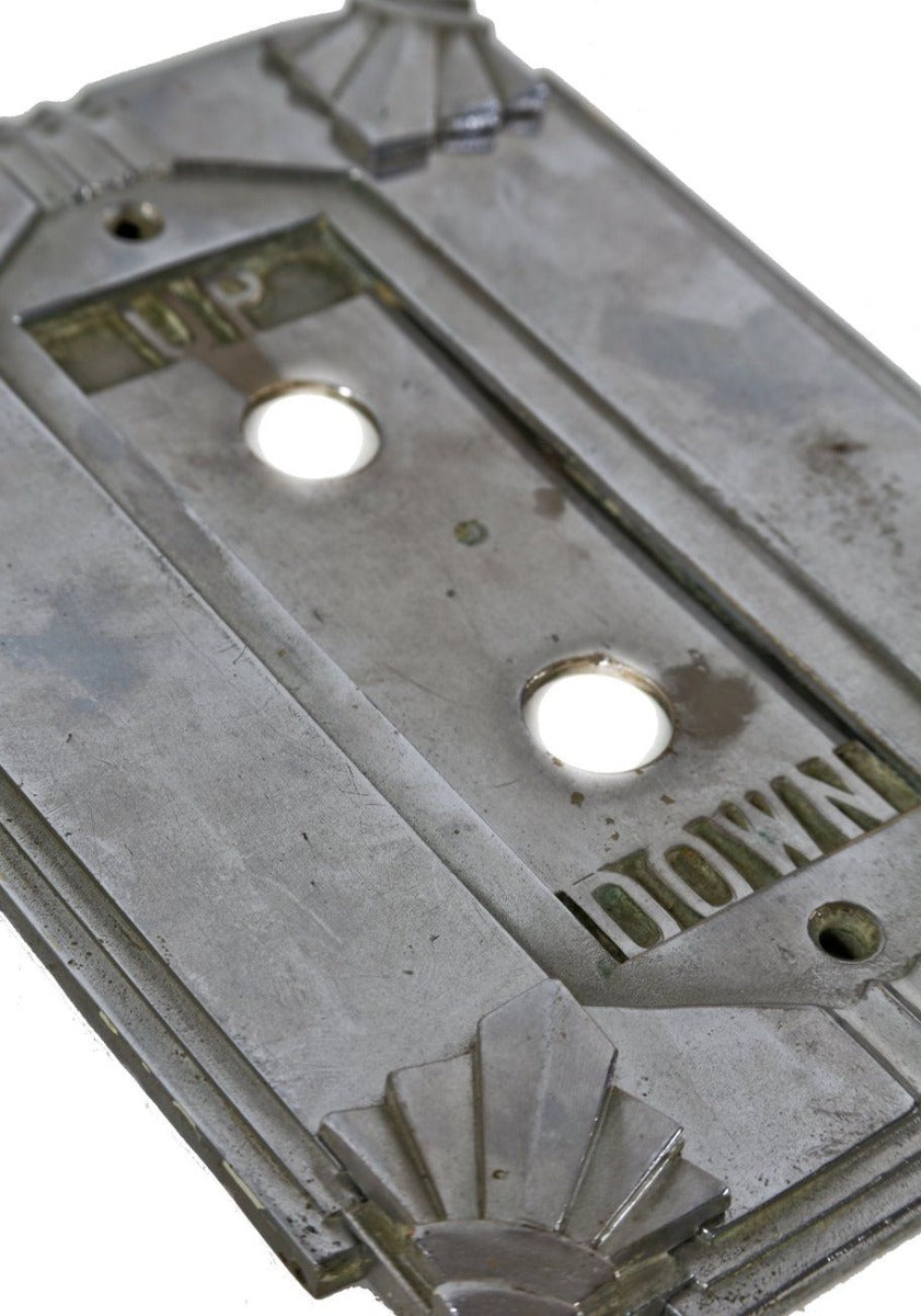 stunning historically important american art deco style ornamental nickel-plated cast bronze general electric building lobby elevator call button plaque